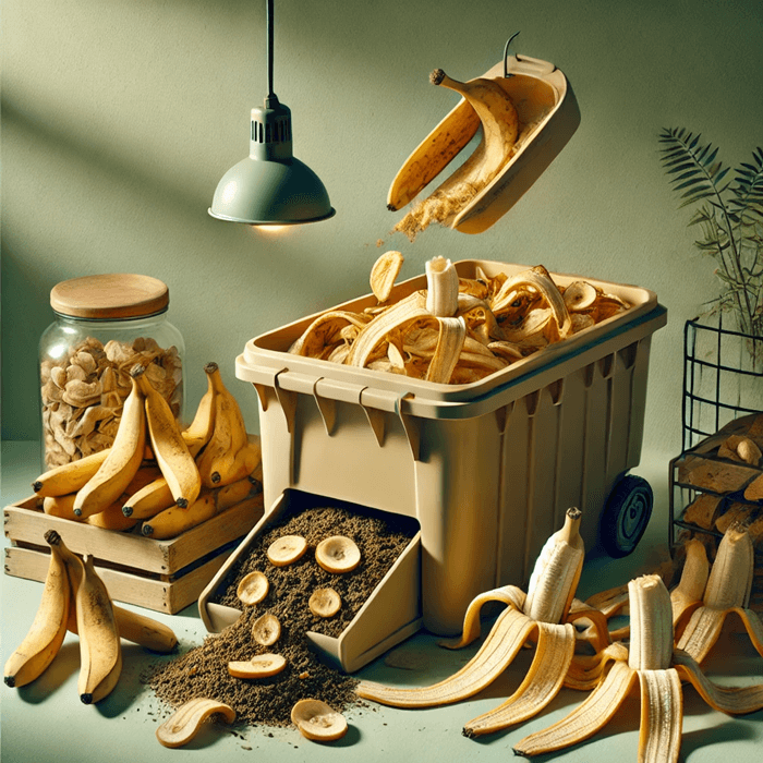 바나나 껍질을 분리수거하는 사진