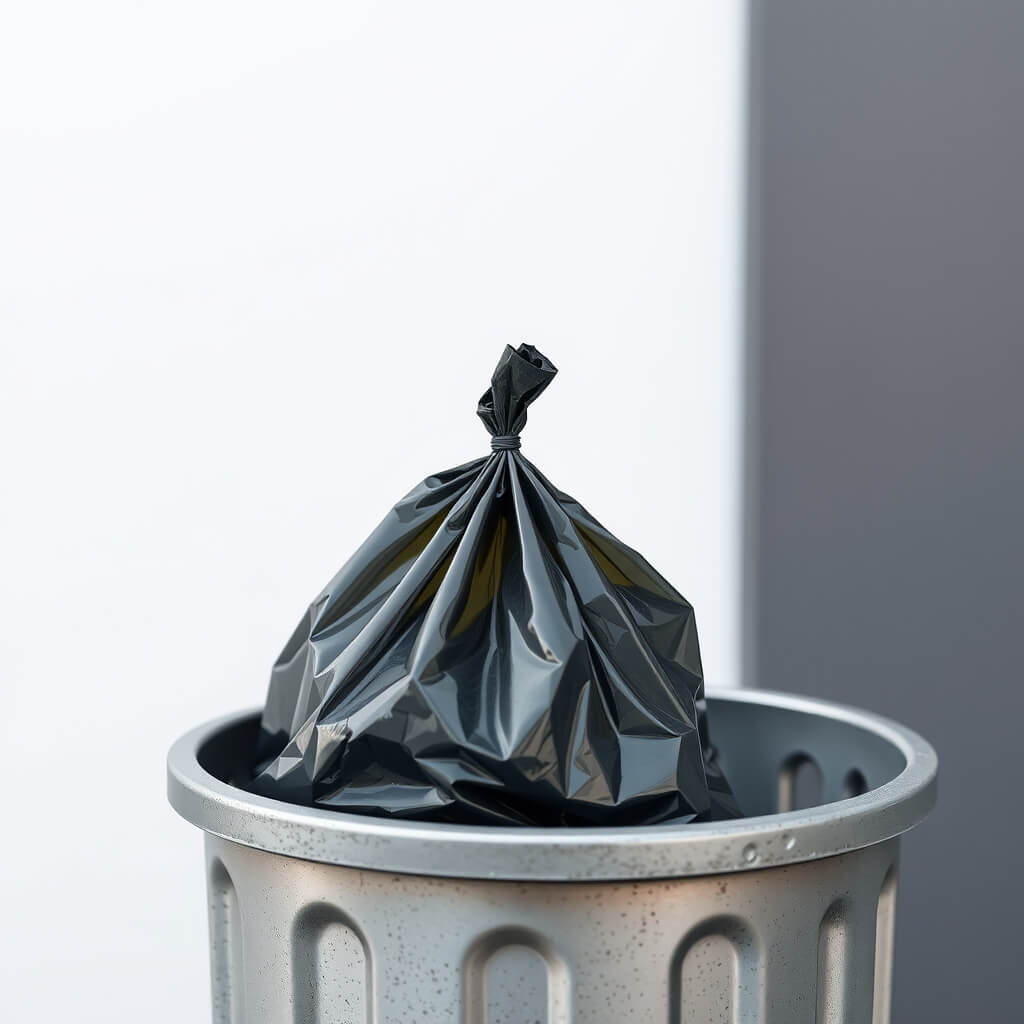 검은 봉투에 오나홀을 넣어 버리는 모습