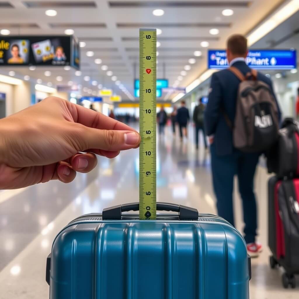 기내 반입 캐리어 사이즈 무게 재는 모습