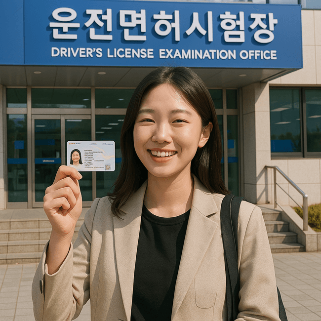 운전면허증을 갱신하고 나온 모습