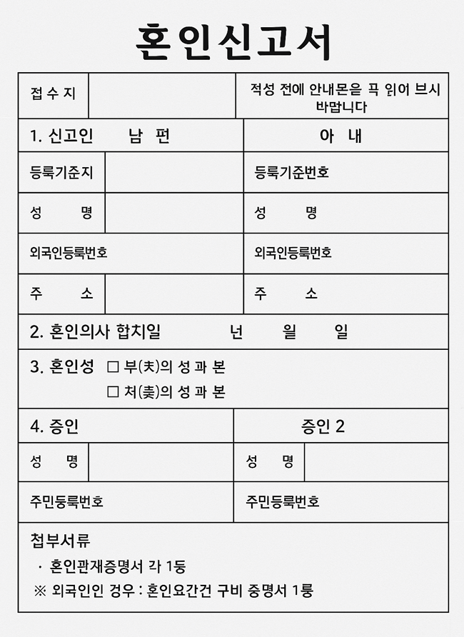 혼인 신고서 양식