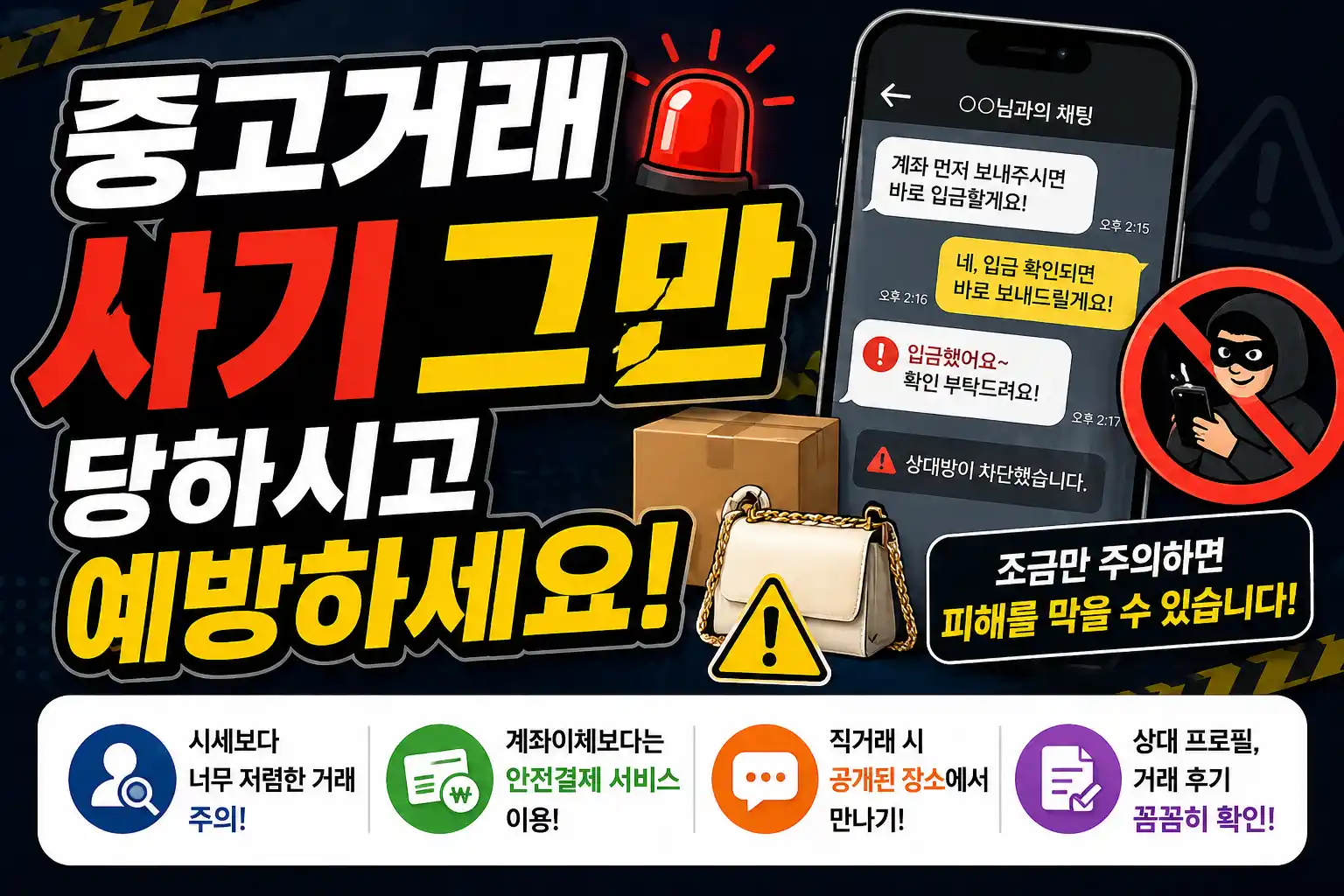 중고거래 사기 예방 경고 배너