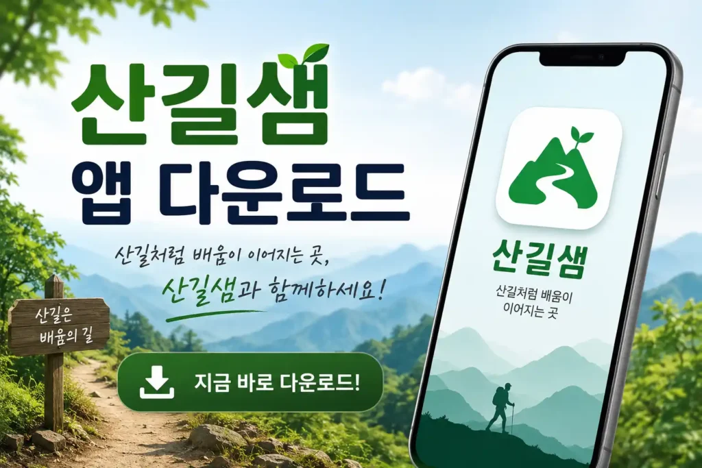 산길샘 앱 다운로드 배너