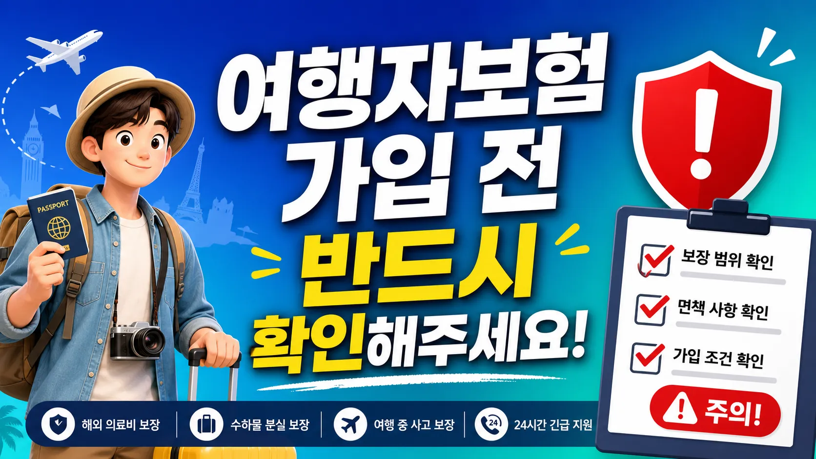 여행자보험 가입 전 체크리스트 가이드 배너